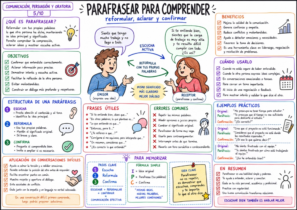 Parafrasear para Comprender — Mapa Visual 10